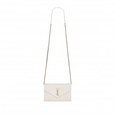 YSL CASSANDRE ENVELOPE CHAIN WALLET IN SMOOTH LEATHER 743050AAB4K9290 (19x12.5x3.5cm)